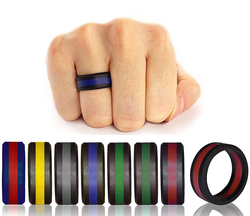 

Double Color Silicone Wedding Rings 8mm Flexible Sport Band Ring for Women Men Comfortable Fit Lightweigh Ring Multi Colors