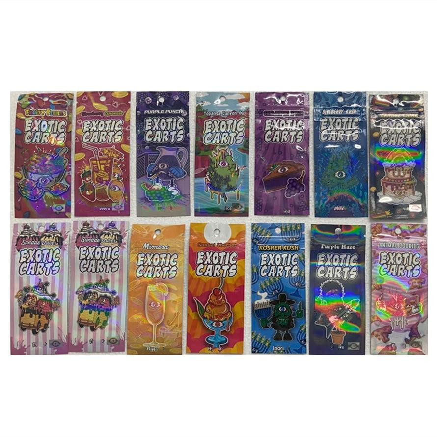 

EXOTIC CARTS E-cigarette Packing Bags one gram 1g fruity Infused Candy dank Packaging Bag Edibles Package Mylar Smell Proof wholesale
