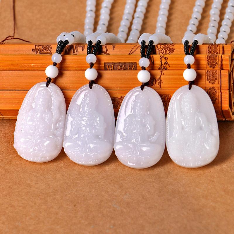 

Pendant Necklaces High Quality Natural Rock Crystal Quartz Carved Buddha Lucky Amulet Necklace For Women Men Sweater Pendants JewelryPendant