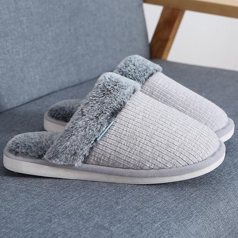 

Slippers Men Women Fluffy Furry Winter Cotton Home Short Plush Slides Bedroom Flat With Couples Shoes A2280, Black