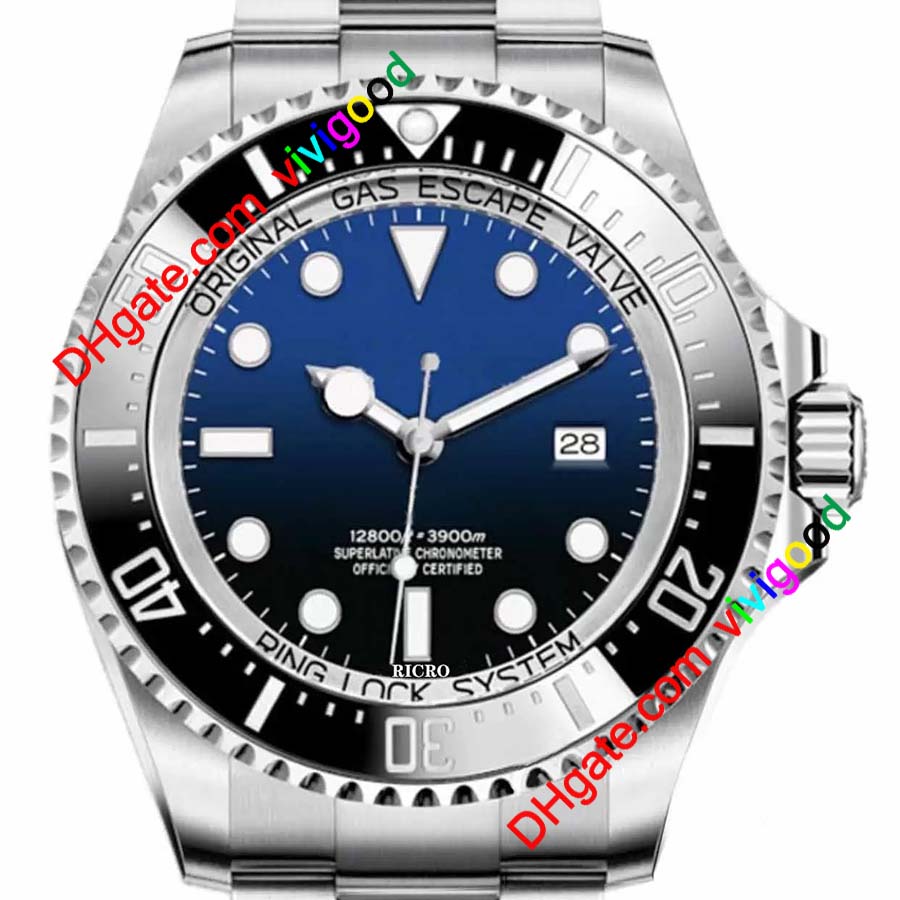 

Mens Watch Deep Ceramic Bezel SEA-Dweller Sapphire Cystal Stainless Steel Glide Lock Solid Clasp Automatic Mechanical men Watches Male Wristwatches, Black