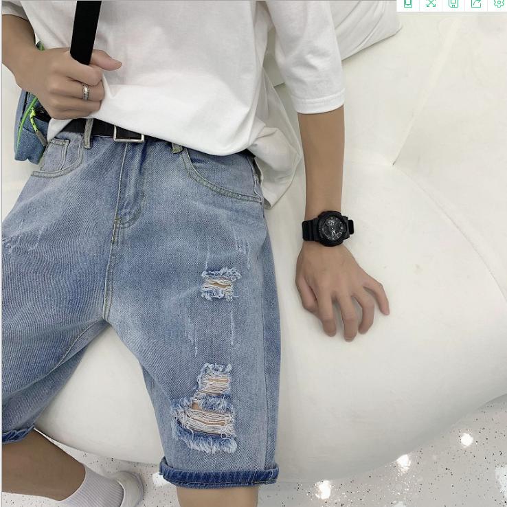 

Men's Shorts High Quality Men Korean Streetwear Jeans Straight Wide Leg Denim Fashion Man Casual Oversize Pants, Blue