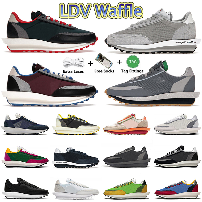 

LDV LD Waffle LDWaffle Mens Running Shoes Black White Nylon Smoke Grey University Red Royal Bright Citron Fragment Women men Sports trainer Sneakers, D7 bright citron 36-45 (1)