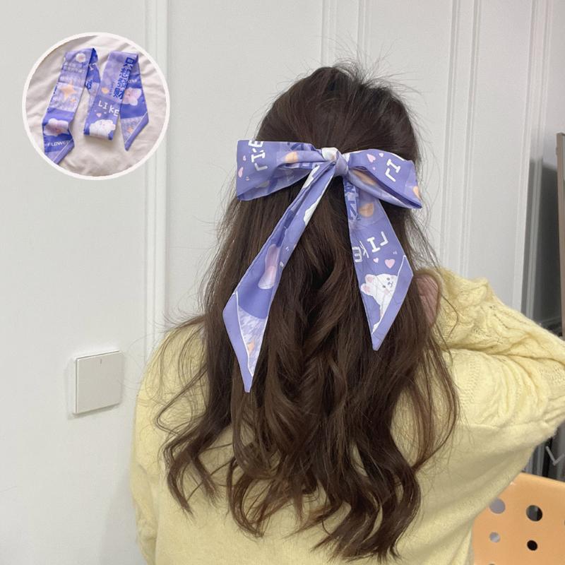 

Scarves Korean-Style Flower Fashion Multi-Function Small Silk Scarf Women Narrow Neckerchief Tie Hair Band Skinny