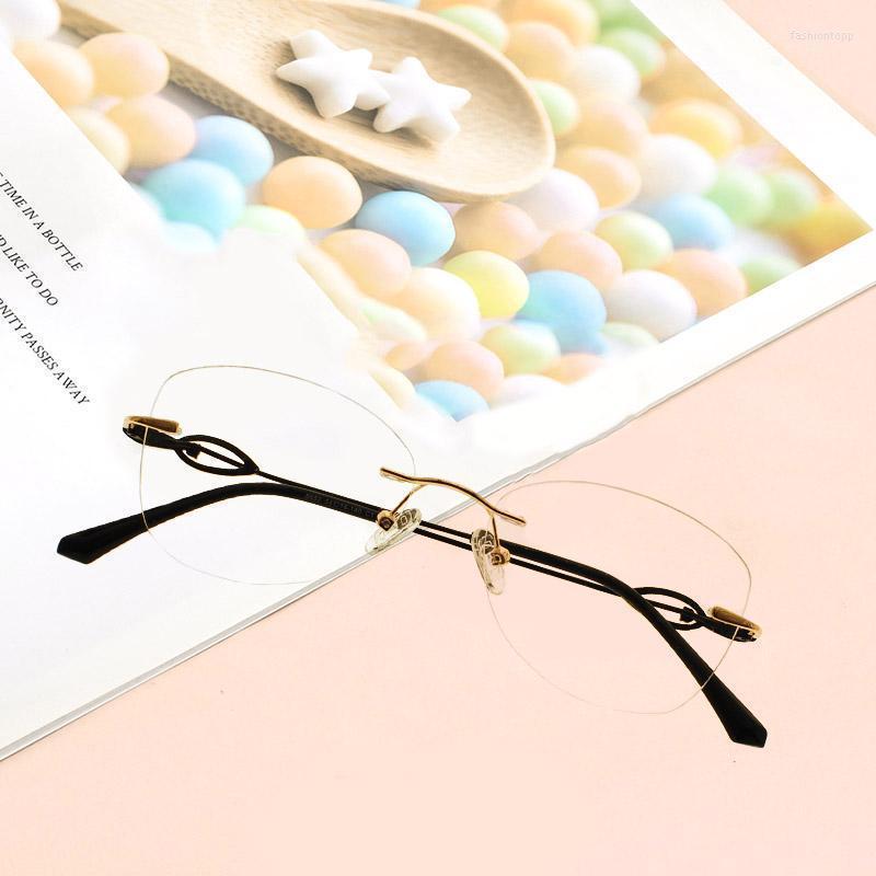 

Fashion Sunglasses Frames Brand Diamond Trimmed Rimless Glasses Fashionable Lady Eyeglasses Prescription Optical Frame RL8652Fashion