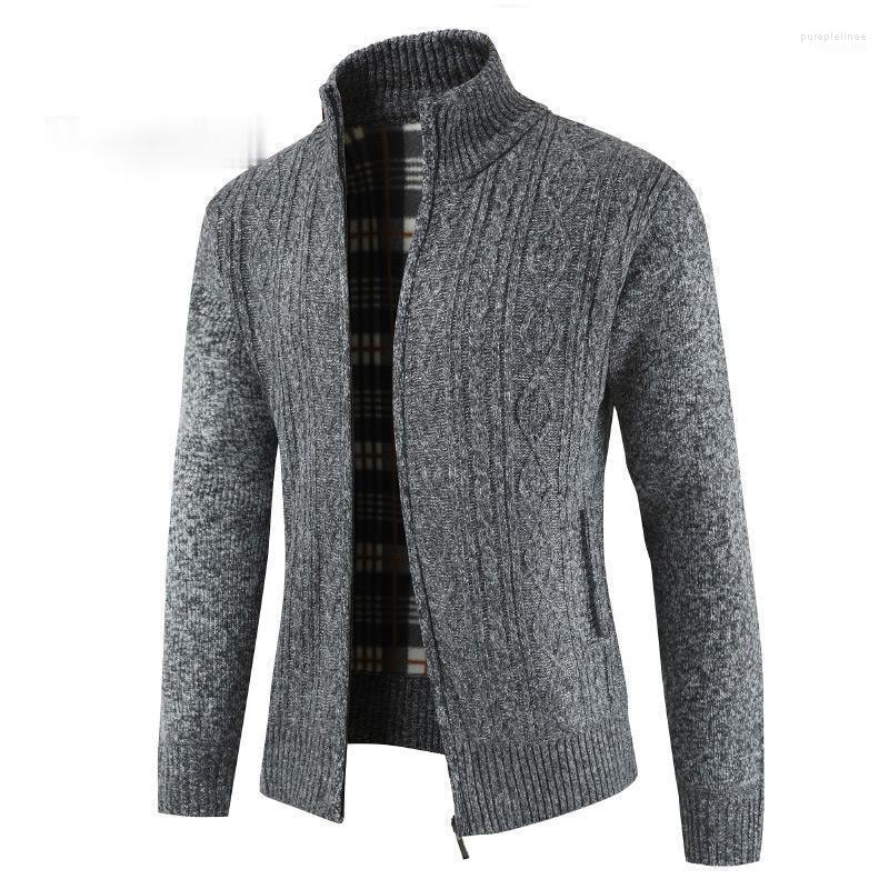 

Zoulv 2022 Men Slim Fit Jumpers Knit Zipper Warm Winter Business Style Clothes Brand Fashion Thick Sweaters Cardigan Coat Men's, Blue