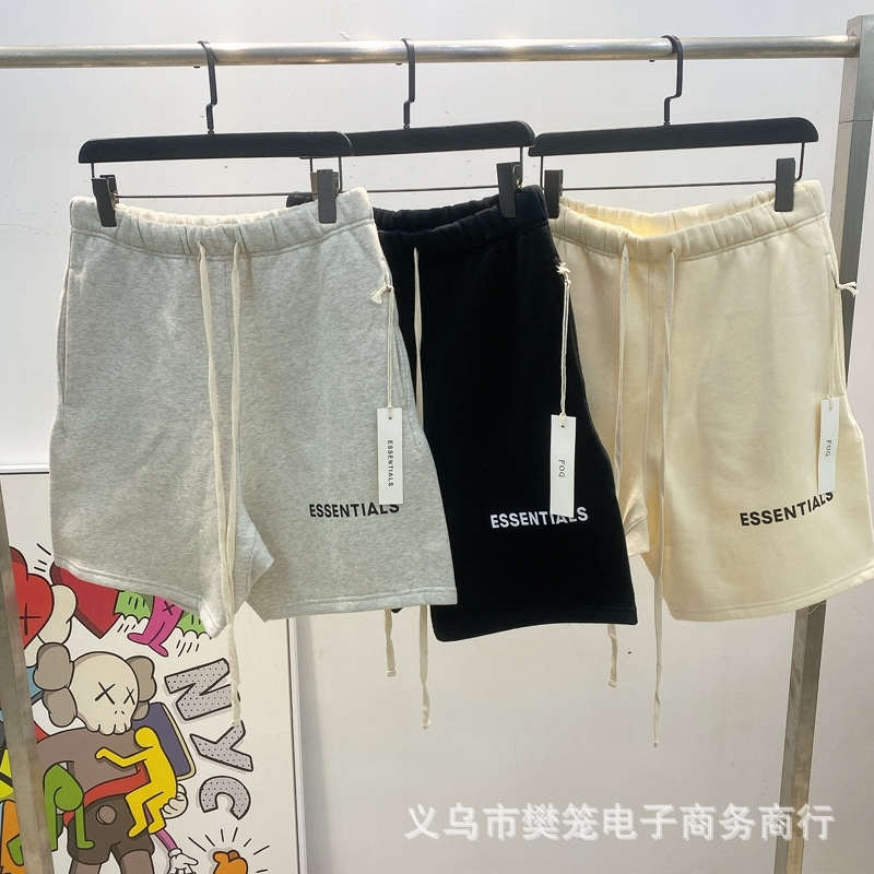 Designer Mens Short Essentials Bear of God Fog Double Thread Essentials Brand Fashion American Loose Mens Five Point Short Pantal