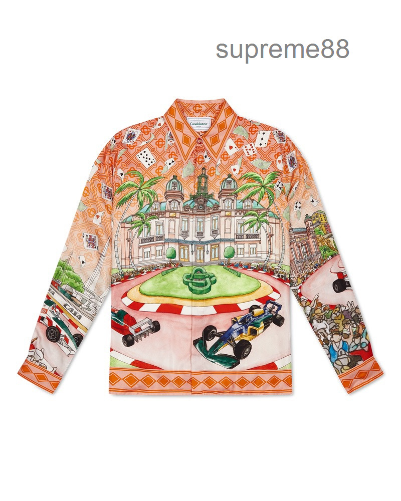 

Casablanca king of cards racing silk long sleeved shirt designer luxurys men shirts polo, As shown in figure