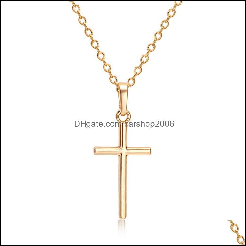 Pendentif Colliers Pendentifs Bijoux Croix Collier Femmes Simple Couleur Or Chaîne En Métal Clavicule Ras Du Cou Mignon Hommes Couple Cadeaux Quo