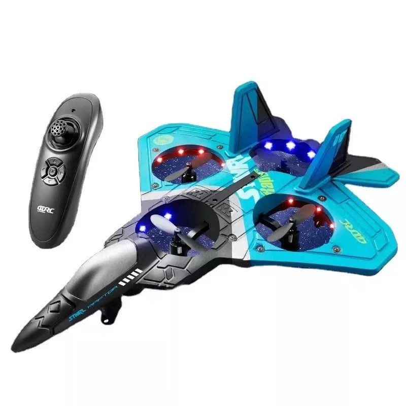 

V17 Simulators RC Remote Control Airplane 2.4G Remotes Controls Fighter Hobby Plane Glider Airplane EPP Foam Toys drone Kids Gift, V17-blue
