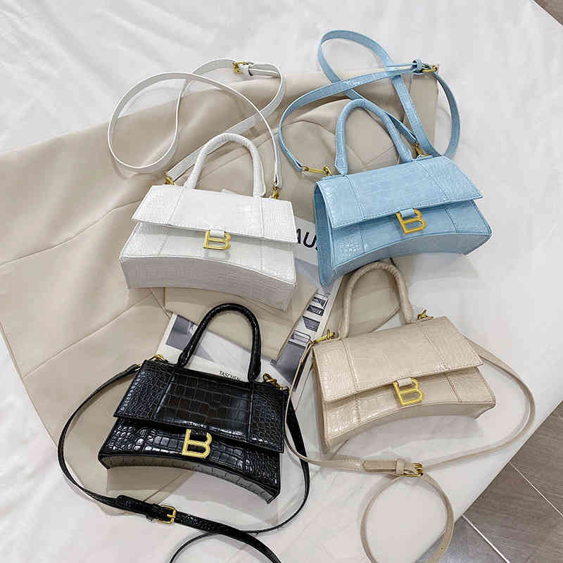 

Handbags 70% Off Minority design bag female 2022 new portable hourglass versatile crocodile pattern One Shoulder Messenger Bag Purses, White