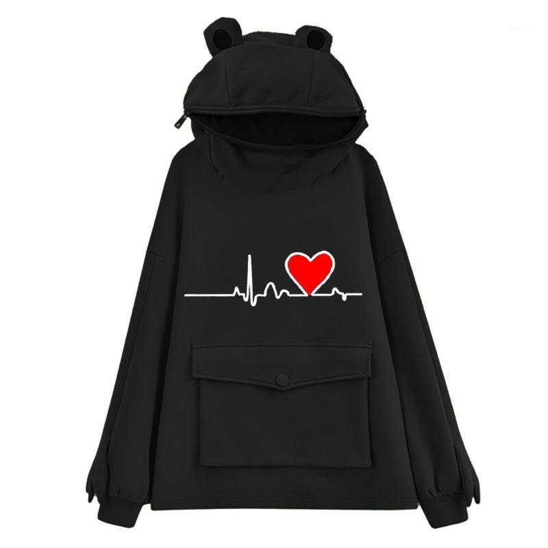 

Stitching Three-Dimensional Sweatshirts Women' Pocket Cute Design Pullover Casual Style Oversized Mujer Autumn Spring Jumper Hoodies, Black