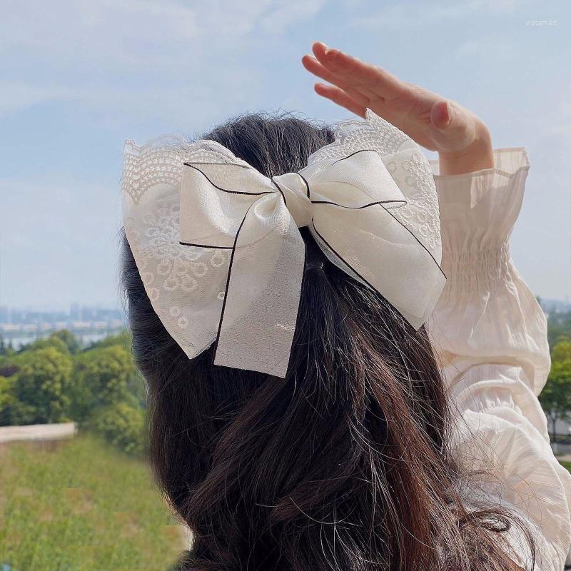 

Hair Accessories Elegant Big Bow Hairpin Korean Lace Temperament Clip Simple Sweet Summer Hairgrip For Girl Women Jewelry