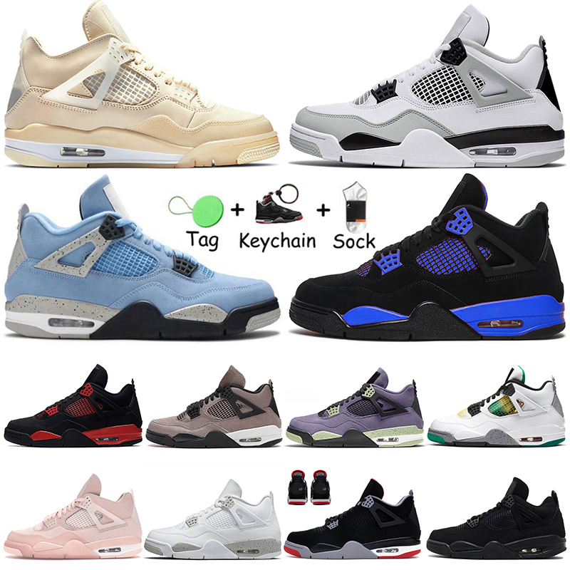 

2022 With Socks Jumpman 4 Men Women Basketball Shoes Jorden4s BredxSB UNC Military Black Cat University Blue Cactus Jack Offs White Travis Trainers Sports Sneakers, #b5 yellow 40-47