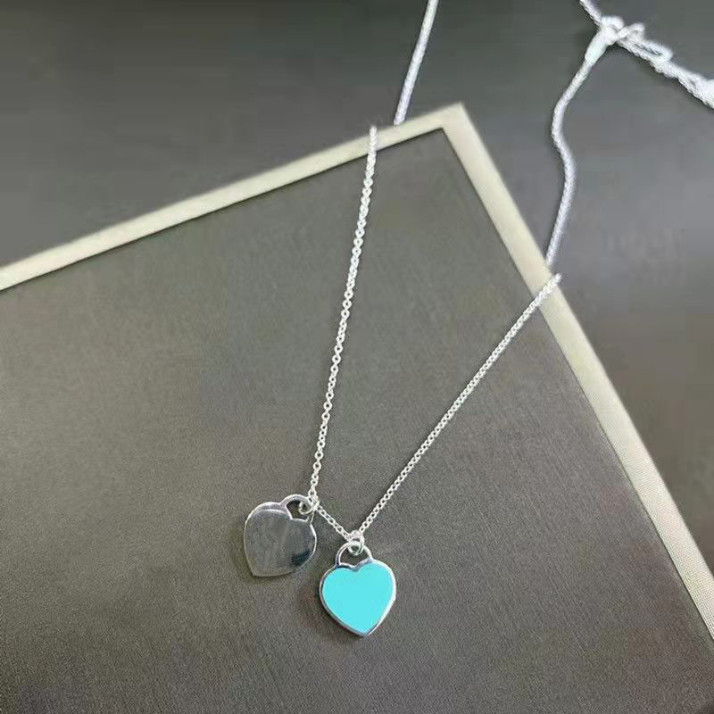 

Designer Necklaces Jewelry for Women Fashion 925 Silver Classic love Pendant Necklace trendy Double Hearts Chirstmas Gift Pendants lovers chain collier de luxe