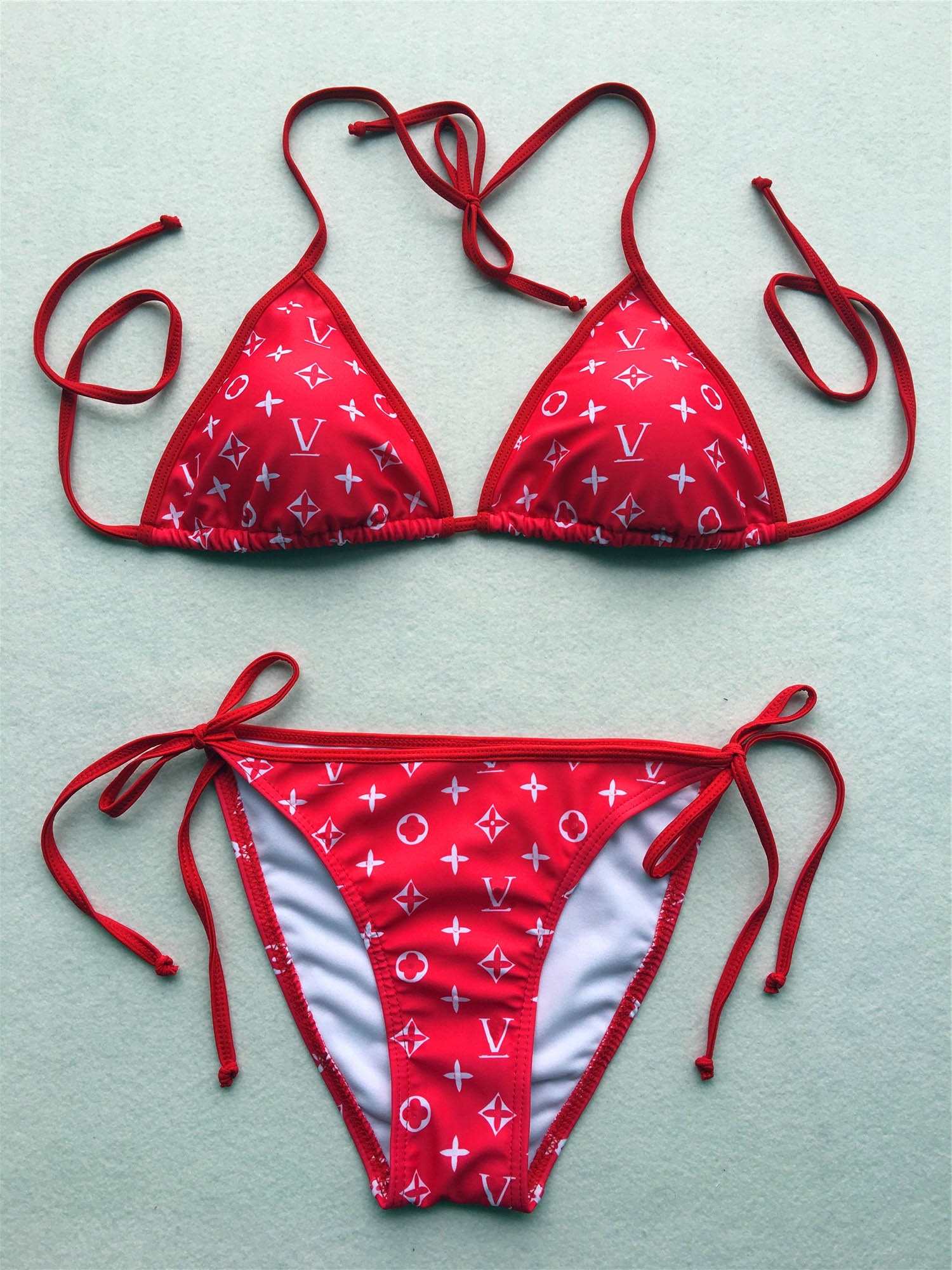 

Designer Women's Swimwear Bikini Push Up Padded Bra Swimwear 2022 Outer Single Spring Swimsuit Lace Up Thong Women's Bikini