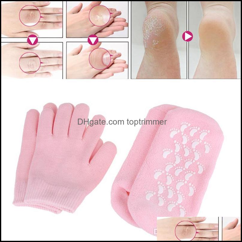 

Reusable Spa Gel Moisturizing Socks Gloves Whitening Exfoliating Treatment Smooth Beauty Hand Mask Feet Care Sile Sock Glove Drop Delivery 2, Random randomly send colors
