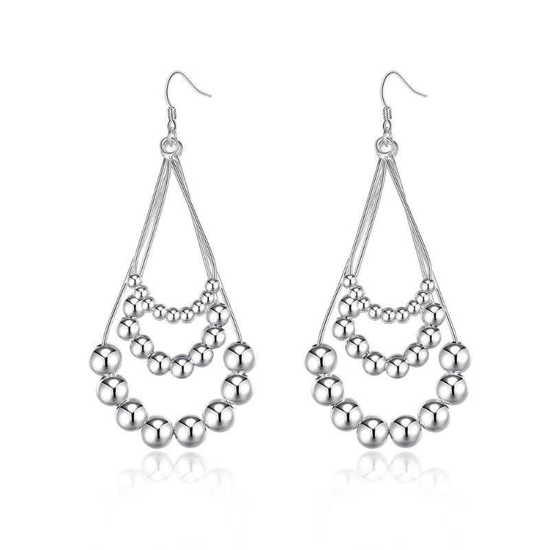 

Dangle & Chandelier Sale Silver Plated Earring,Wedding Party Jewelry Accessories,Three Lines Beaded Ball Long Drop Earrings For Women 2022