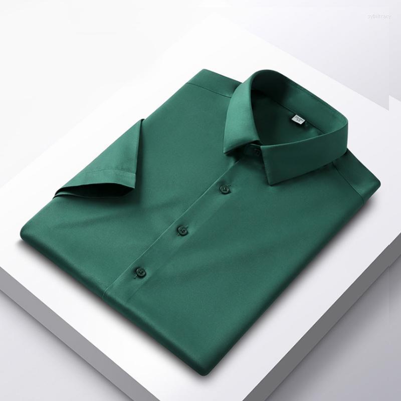 

Men's Dress Shirts Summer Luxury Boutique Men's Silk Comfortable Touch Business Casual White Black Short Sleeve Shirt 38-46Men's Sybi22, 13