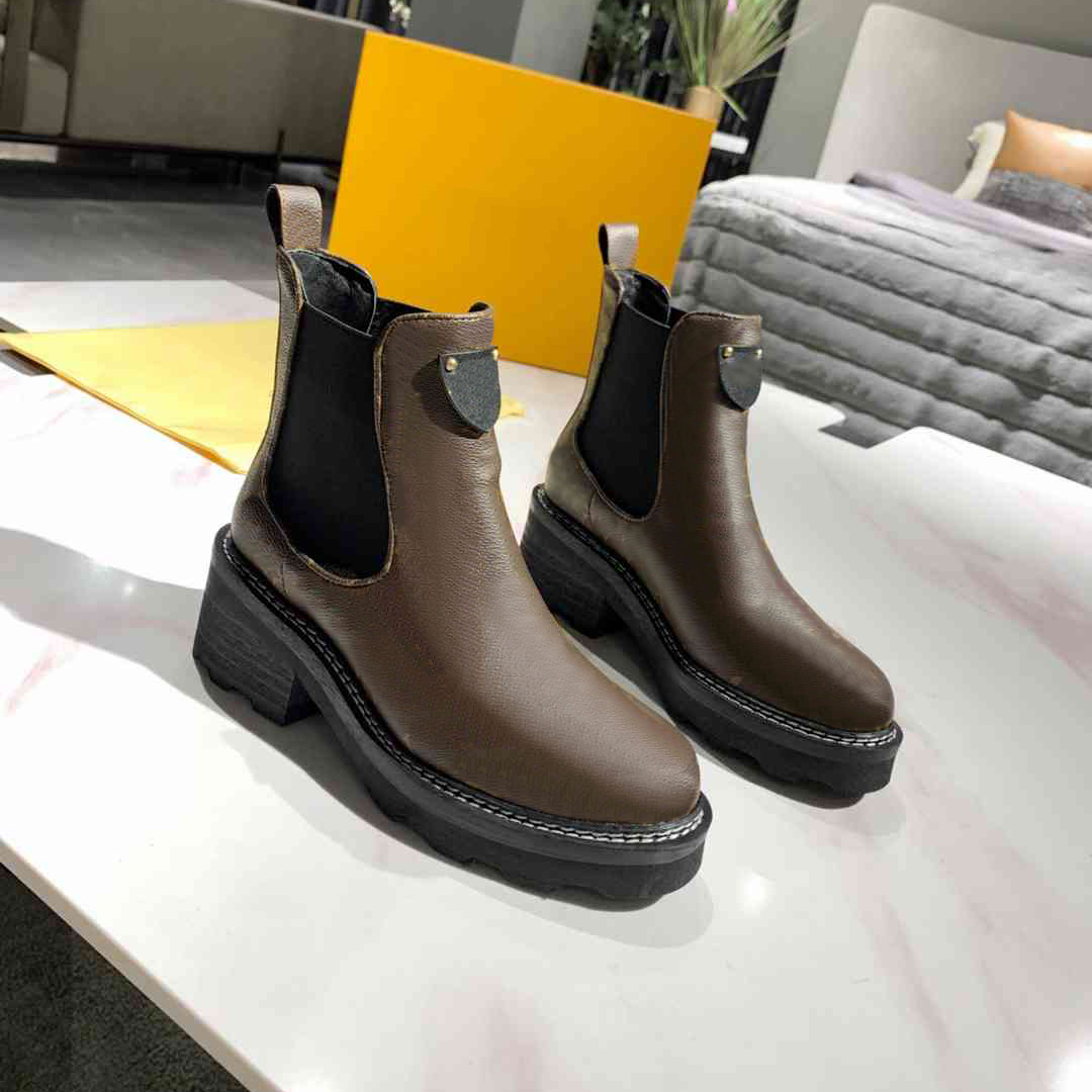 

BEAUBOURG Ankle Boots Fall Winter Ladies Satin Calfskin Casual Fashion Platform Ladies Flat Boots Martin Boots Size 35-42