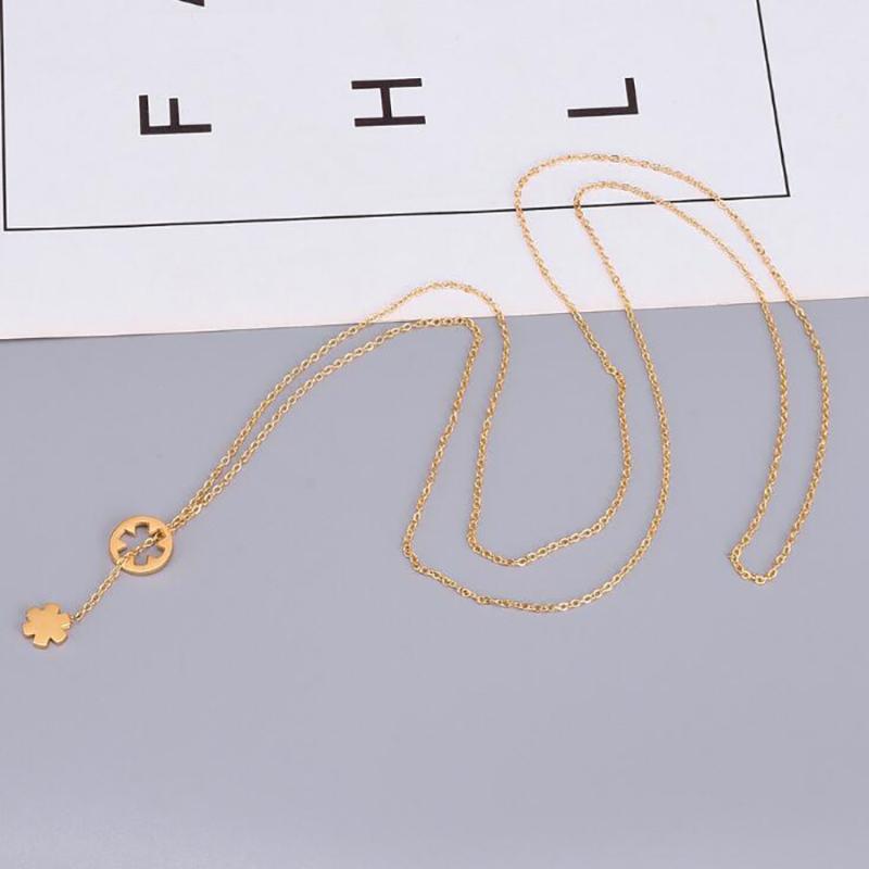

Chains Stainless Steel Gold Long Chain Flower Women Pendant Necklace Jewelry Gift For HimChains