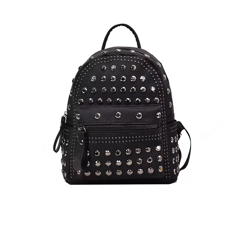 

Fashion rivet leather school bag girl backpack women shoulder bag school ladies fashion small backpack women, Red