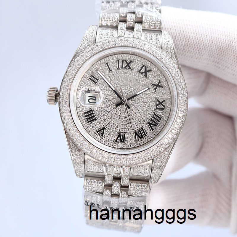 

Full Diamonds Mens Watches 41mm Automatic Mechanical WristWatch Diamond Bezel Waterproof WristWatches Montre De Luxe Watches Men I1ZY, Color 1