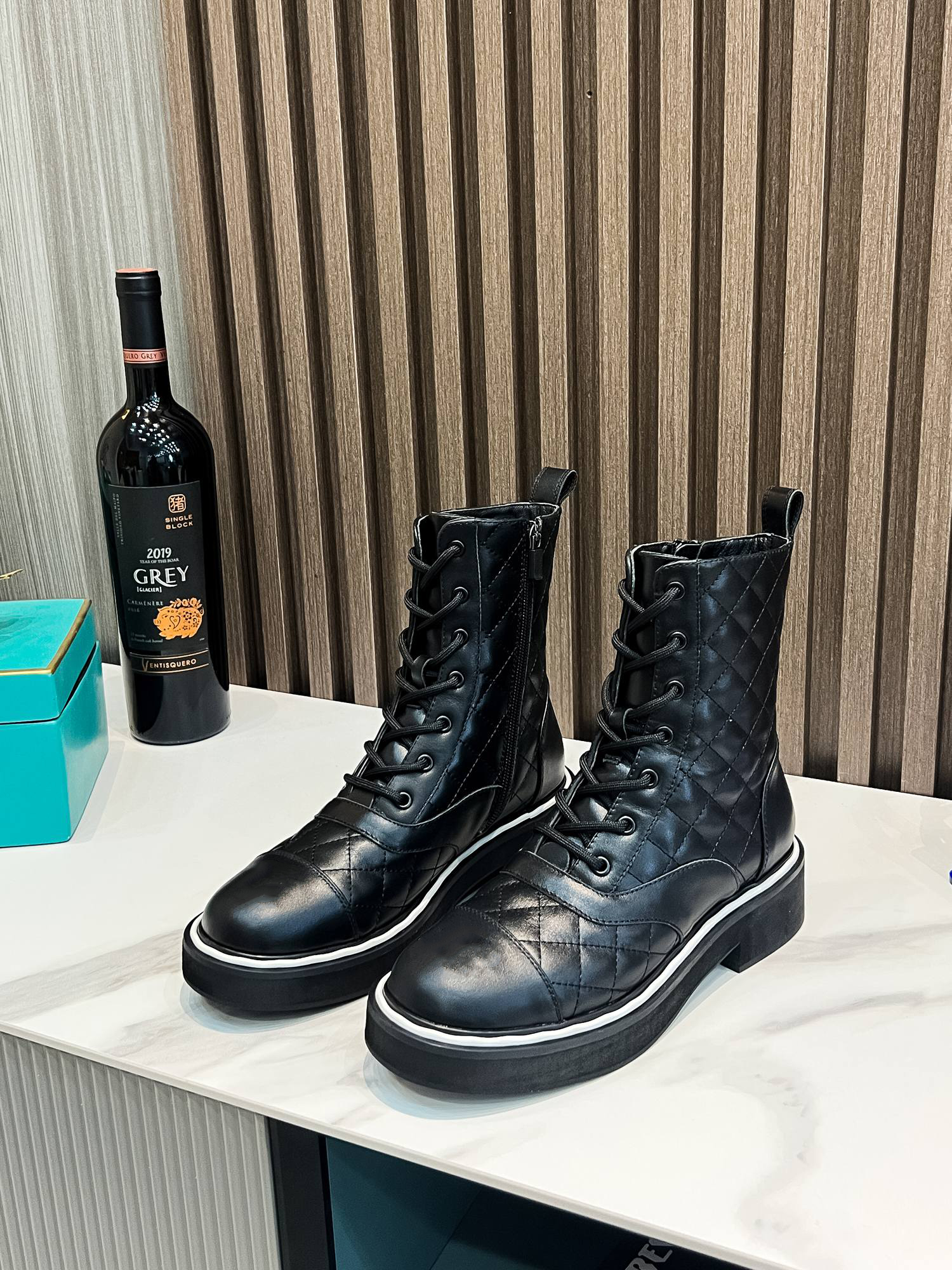 

Ankle Boots Women Leather Boot Martin Booties Classic Fashion Calfskin Lace Up Booty 2022, Box