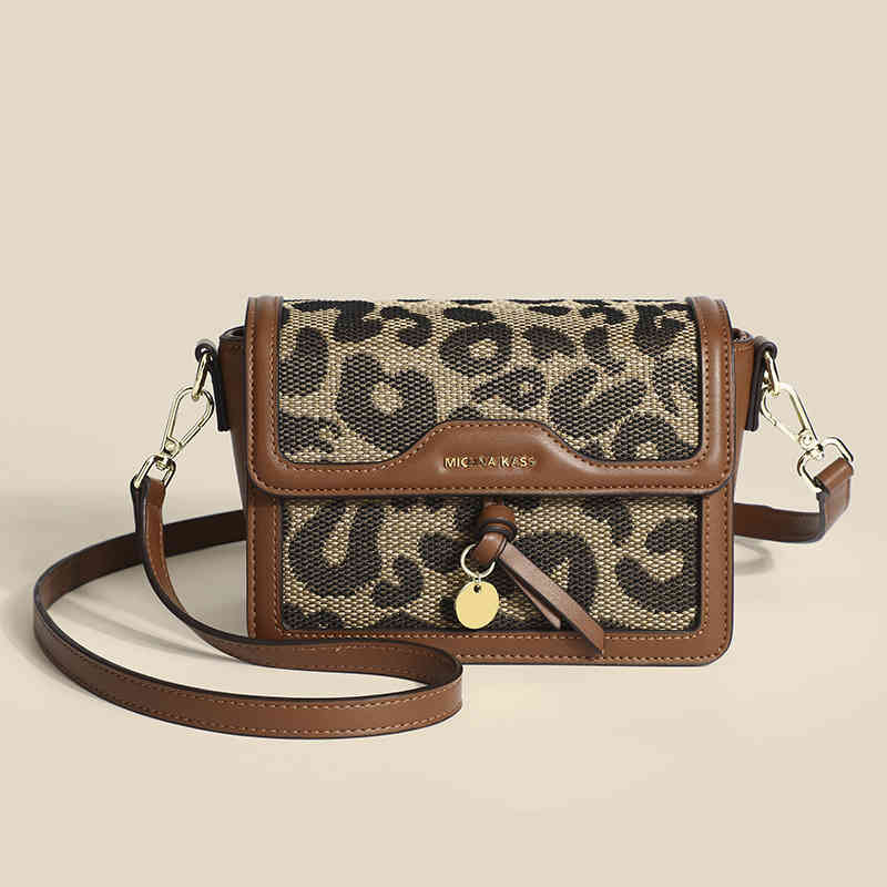 

Handbags 70% Off Minority design style versatile bag women's 2022 new leopard pattern One Shoulder Messenger small square Purses, Leopard brown