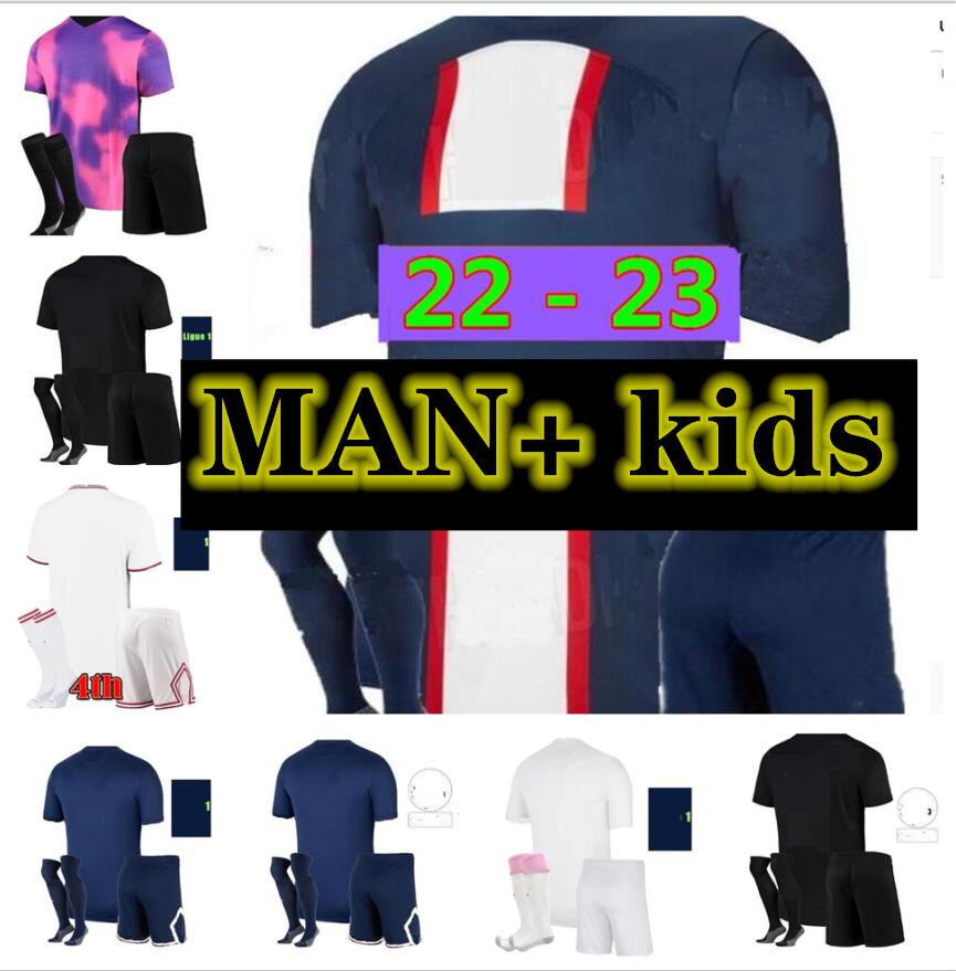 

men kids kit M B A P P E maillot de foot 21 22 PSgS 4TH soccer jersey 2022 HAKIMI RAMOS shirt hommes enfants black VERRATTI MARQUINHOS KIMPEMBE fourth Icardi di Maria