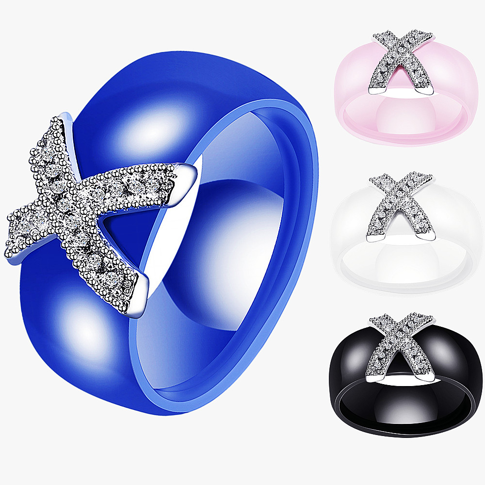 

Ceramic Ring 18k Gold Plated Stainless steel Cubic Zirconia Chunky Dome Rings Band for Women and Men Statement Wedding Minimalist Simple Style Jewelry CM1017