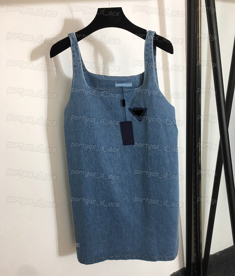 

Denim Dress for Women Summer Casual Blue Sling Dress Simple Fashion Camis Dresses, Blue with label #20213079