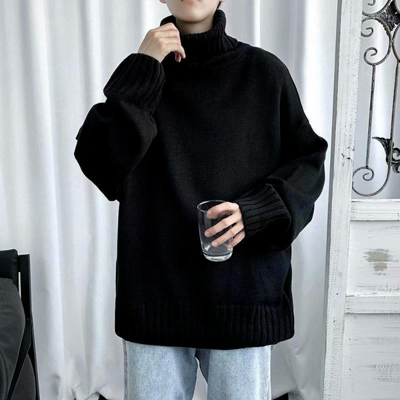 

Men's Sweaters Black Sweater Men Winter Sweatwer Solid Color Turtleneck Oversized Fashion Clothing Korean 2022 TrendsMen's Olga22