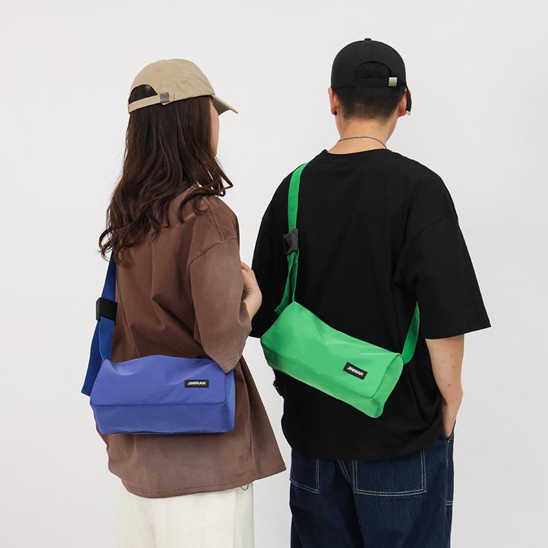 

Evening Bags Japanese Campus Style Letters Simple Sports Leisure Solid Color Shoulder Bag Korean Version Wide Strap Messenger BagEvening