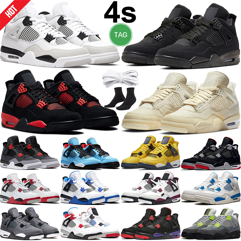 

4s basketball shoes Military Black Cat 4 men women Sail Red Thunder University Blue Infrared Cool Grey Bred mens trainer, # 40