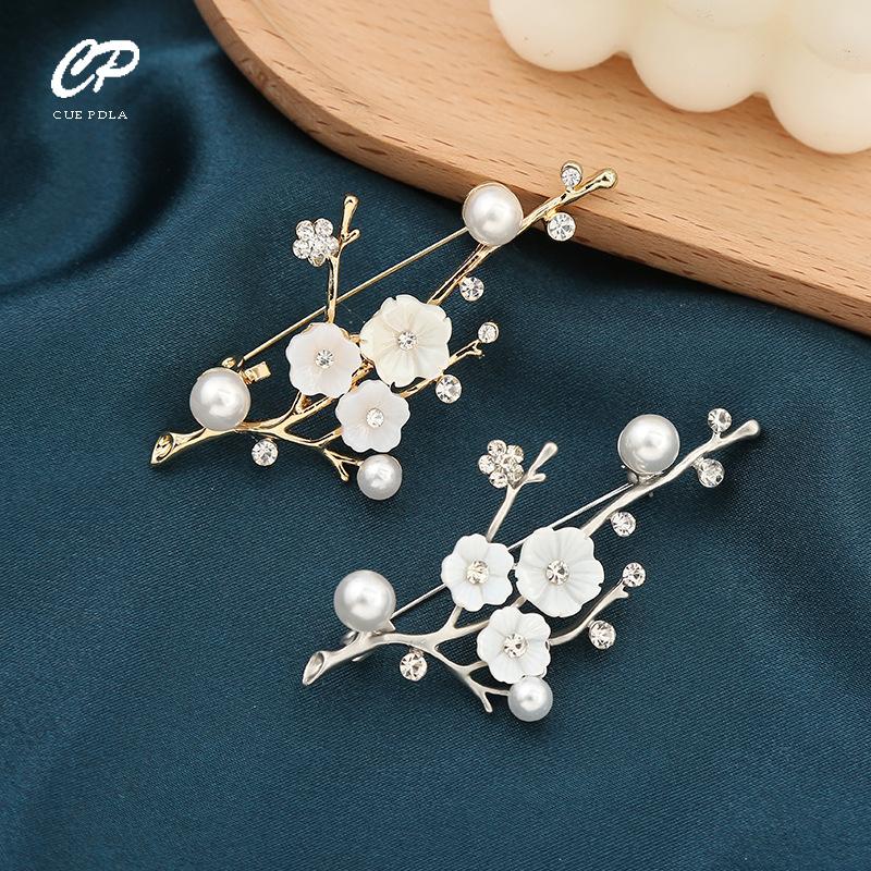

Pins Brooches Antique Plum Blossom Branch Brooch Diy Pearl Diamond Alloy Accessories Coat Cardigan PinPins
