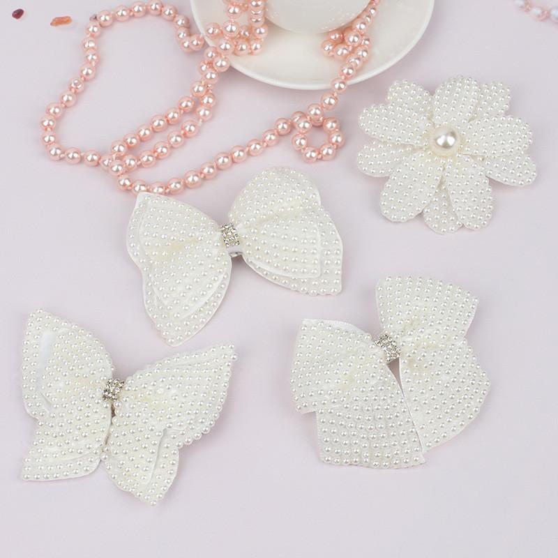 

Hair Accessories White Pearl Bows With Clips For Girls Kids Boutique Layers Bling Rhinestone Center Hairpins AccessoriesHair, 11