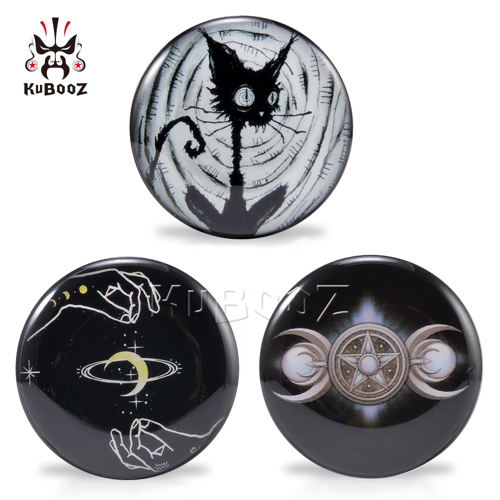 

KUBOOZ Acrylic Cat Moon Hand Ear Plugs Tunnel Gauges Body Piercings Jewelry Piercing Expander Wholesale 6-25mm 80pcs