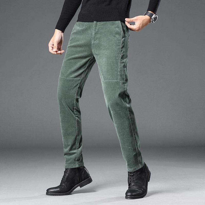 

Men's Pants Winter Men Thick Corduroy Men's Fashion Green Casual Business Mens Male Trousers BlackMen's, Black