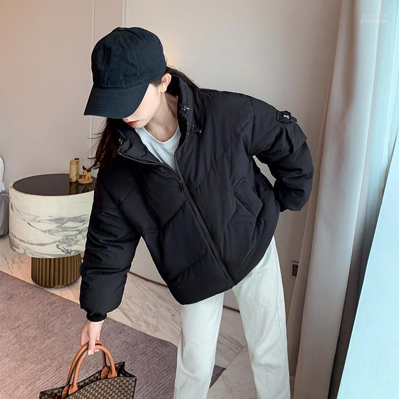 

Women' Down & Parkas 2022 Winter High-quality Thick Padded Jacket Korean Style Simple And Versatile Stand-up Collar Loose Short Bread Luci2, White