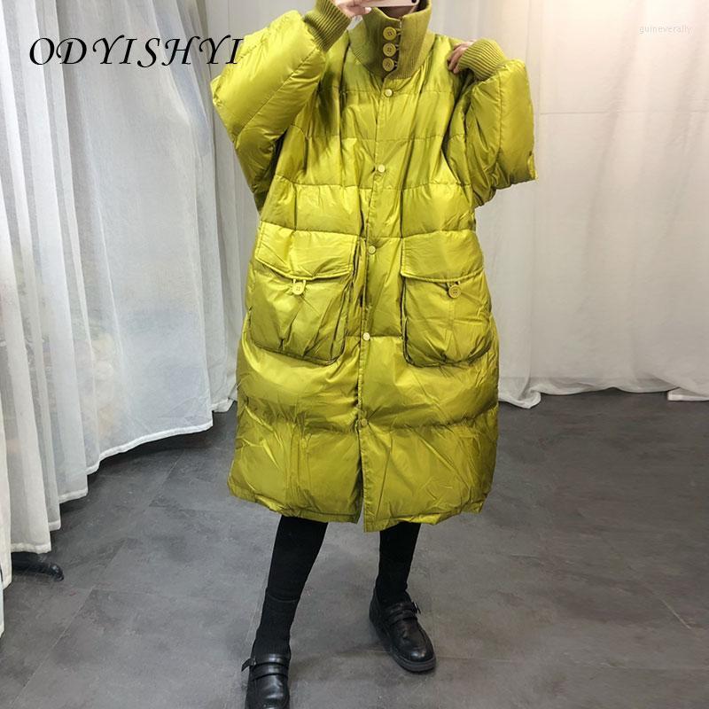 

Women' Down & Parkas 2022 Winter Women Puffer Jacket Thicken Stand Collar Long Overcoat Oversize Loose Warm Outwear Female White Duck Coat, Green