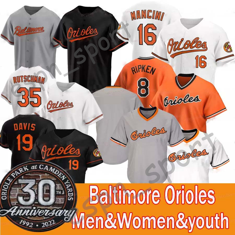 

Trey Mancini Orioles 30th Anniversary Patch Jersey Anthony Santander Adley Rutschman Cedric Mullins Cal Ripken Jr. Austin Hays Ryan Mountcastle, Mens flex base/orange