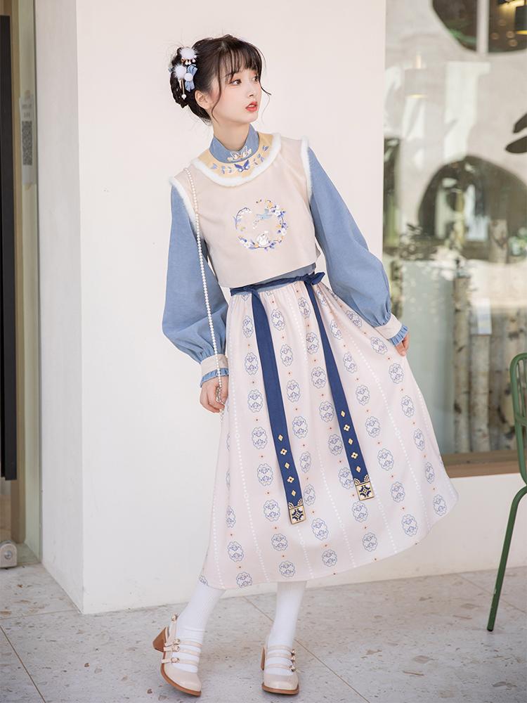 

Ethnic Clothing Chinese Hanfu Long Sleeve Dress All-match Original Improved Women's Autumn And Winter HanfuEthnic