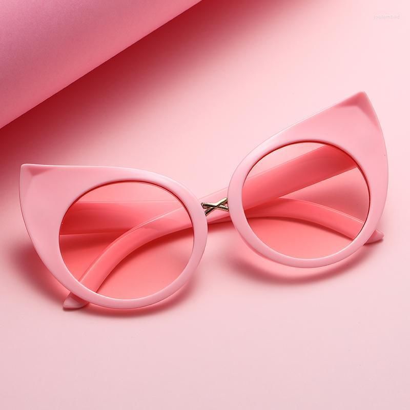 

Sunglasses Stylish Pink Cat Eye Oversized Shades For Women Round Colorful Oculos 2022 Fashion Large Circle Ladies Sun Glasses