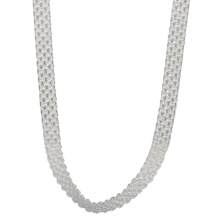 

Fashion Unisex Braided Flat Chain Choker Necklace by 925 Silver For Men & Women