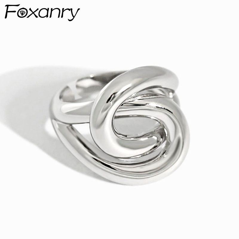 

Foxanry Minimalist 925 Stamp Finger Rings for Women INS Fashion Creative Twist Winding Geometric Party Jewelry Gifts 220716