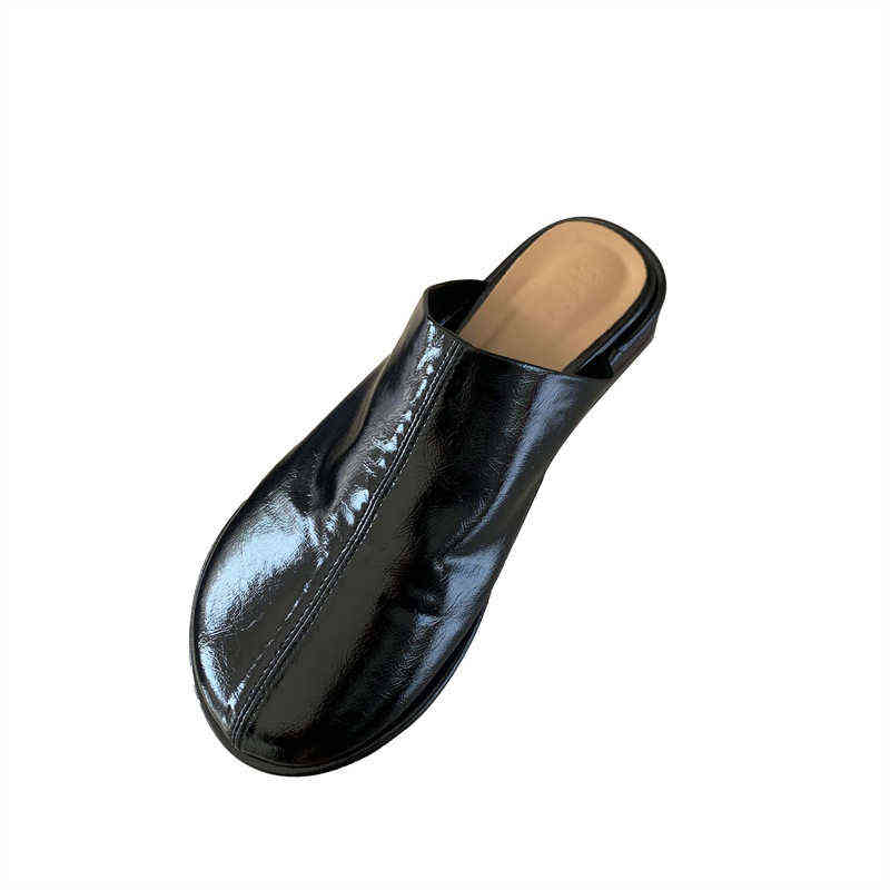 

Dress Shoes Korean Version Solid Color Round Toe Flat Slippers Simple Small Leather Shoes Designer Women Sandals Loafers 220322, Red