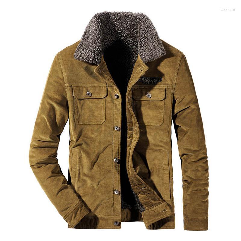 

Men's Trench Coats Men Winter Corduroy Jackets Outwear Fur Collar Fleece Lined For Male Size -4XL ThermalMen's Kend22, Blue