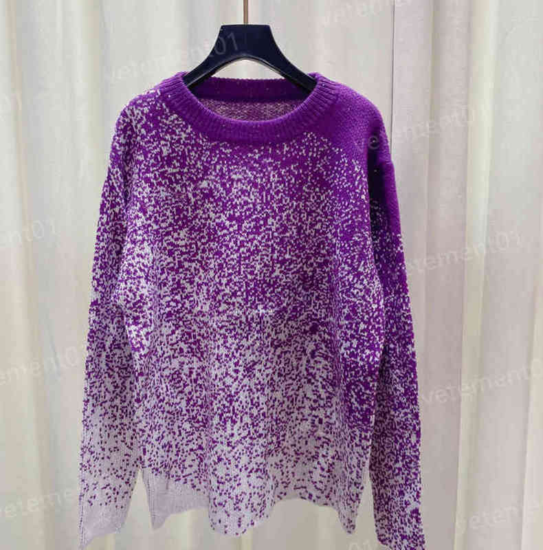 

Luxury Women Sweater Fashion Brand Purple Gradient Crewneck Badge Knit Sweater Brand Designer Sweaters For Womens Clothing 0912, 20