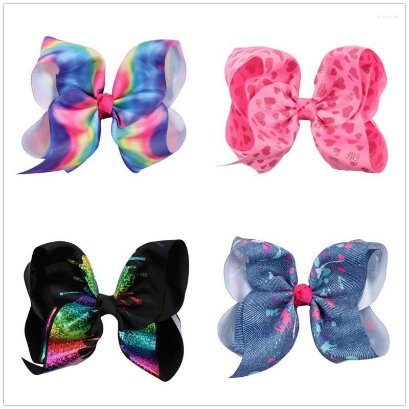 

Hair Accessories 20pcs 7" Fashion Gradient Color Bow Hairpins Glitter Laser Print Bowknot Clips Princess Headwear Boutique